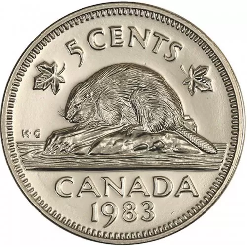 1983 Canadian 5-Cent Beaver Nickel Coin (Brilliant Uncirculated)