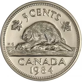 1984 Canadian 5-Cent Beaver Nickel Coin (Brilliant Uncirculated)