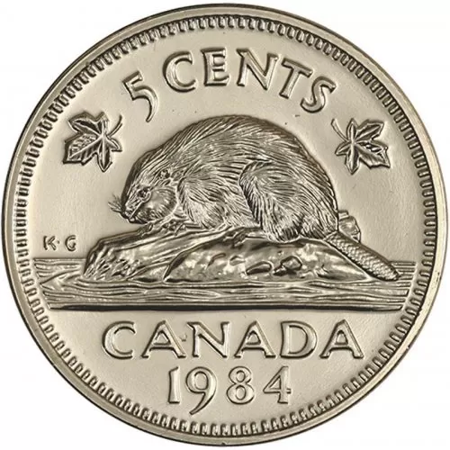 1984 Canadian 5-Cent Beaver Nickel Coin (Brilliant Uncirculated)