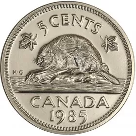 1985 Canadian 5-Cent Beaver Nickel Coin (Brilliant Uncirculated)
