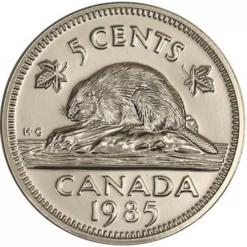 1985 Canadian 5-Cent Beaver Nickel Coin (Brilliant Uncirculated)