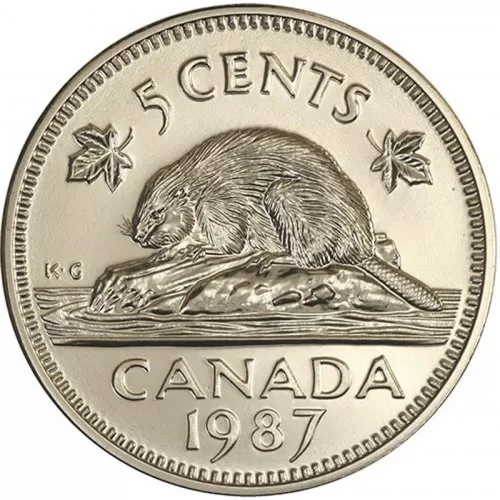 1987 Canadian 5-Cent Beaver Nickel Coin (Brilliant Uncirculated)