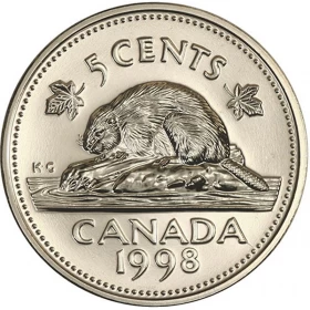 1998 Canadian 5-Cent Beaver (Brilliant Uncirculated)
