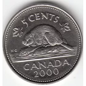 2000-P Canadian 5-Cent Beaver Nickel Coin (Brilliant Uncirculated)