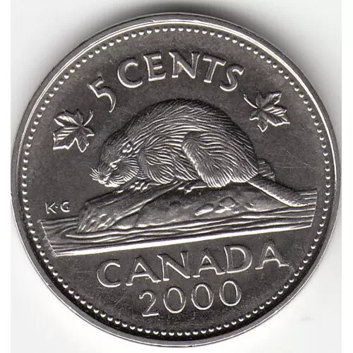 2000-P Canadian 5-Cent Beaver Nickel Coin (Brilliant Uncirculated)