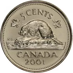 2001-P Canadian 5-Cent Beaver Nickel Coin (Brilliant Uncirculated)