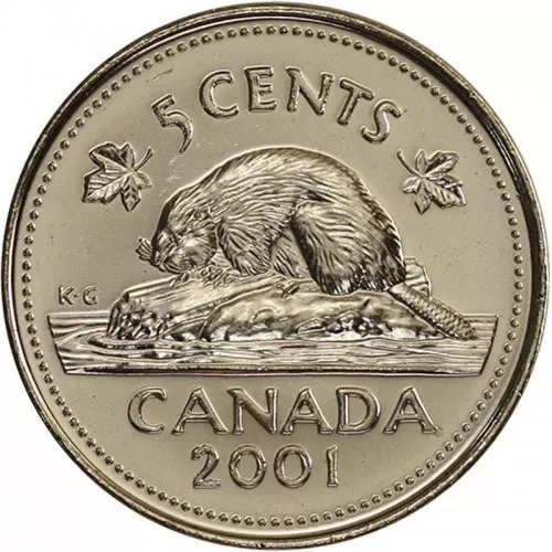 2001-P Canadian 5-Cent Beaver Nickel Coin (Brilliant Uncirculated)