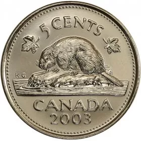 2003-P Canadian 5-Cent Beaver/New Effigy Nickel Coin (Brilliant Uncirculated)