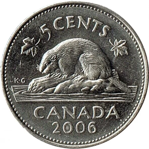 2006 Canadian 5-Cent Beaver No RCM Logo Nickel Coin (Brilliant Uncirculated)