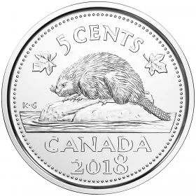 2018 Canadian 5-Cent Beaver Nickel Coin (Brilliant Uncirculated)