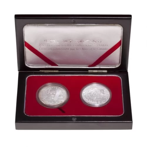 1998 (1938-) Canadian/Chinese $5 Dr Norman Bethune Arrival in China 60th Anniv Silver 2-Coin Set 