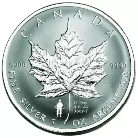 2004 Canadian $5 Silver Maple Leaf with D-Day Privy - 1 oz Fine Silver Coin-no outside box 