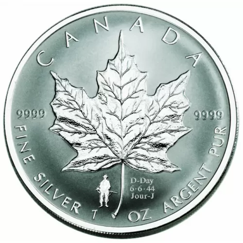 2004 Canadian $5 Silver Maple Leaf with D-Day Privy - 1 oz Fine Silver Coin-no outside box 