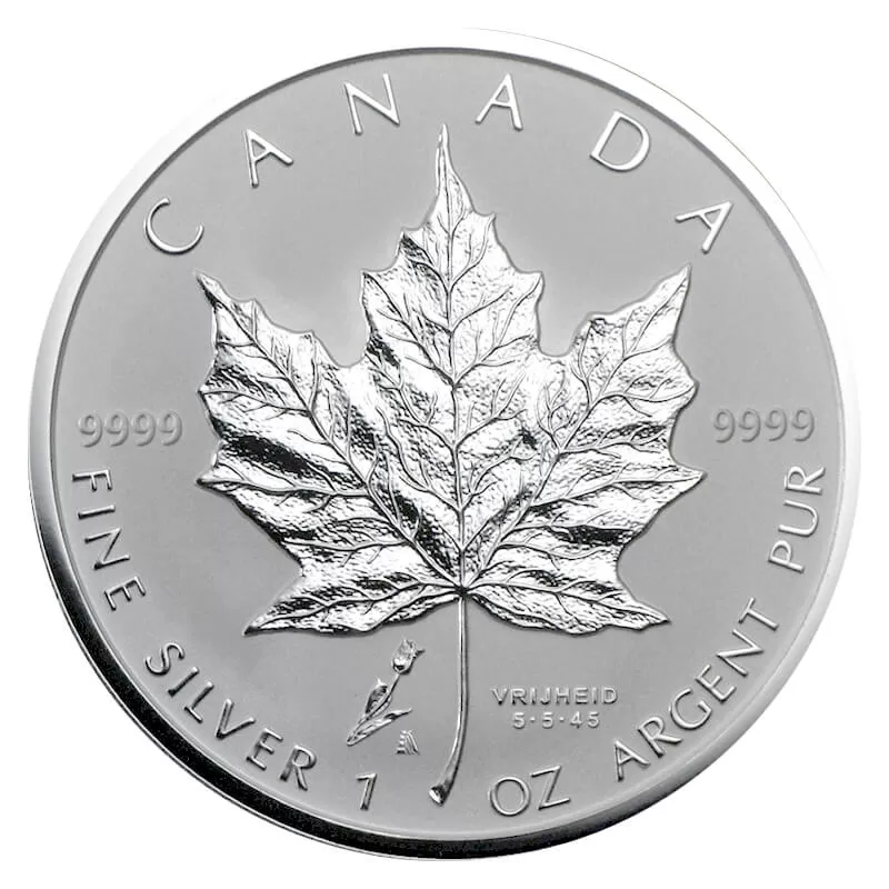 2005 Canadian $5 Silver Maple Leaf with Netherlands Liberation