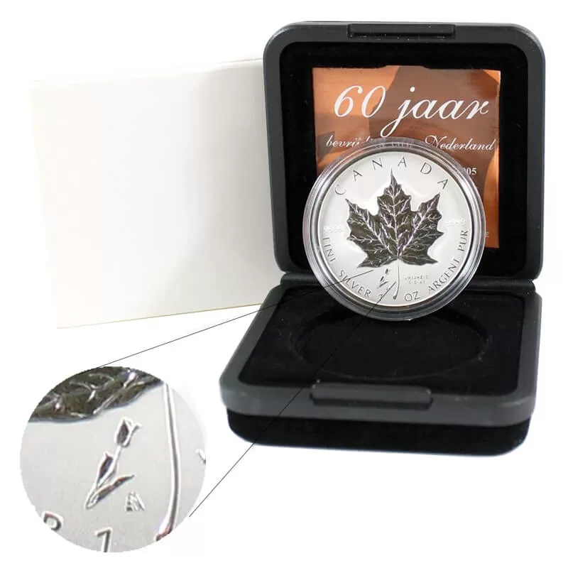 2005 Canadian $5 Silver Maple Leaf with Netherlands Liberation