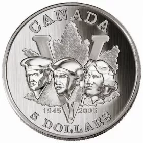 2005 (1945-) Canadian $5 60th Anniversary of the End of World War II - 1 oz Fine Silver Coin