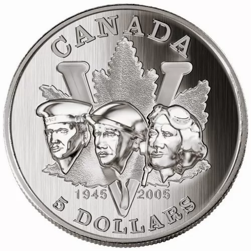 2005 (1945-) Canadian $5 60th Anniversary of the End of World War II - 1 oz Fine Silver Coin