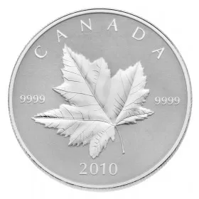 2010 Canada Fine Silver $5 Coin - Piedfort Maple Leaf - Lightly Tarnished