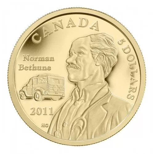 2011 Canada Pure Gold $5 Coin - 75th Anniv of Dr. Norman Bethune’s Invention of the World’s First Mobile Blood Transfusion Vehicle