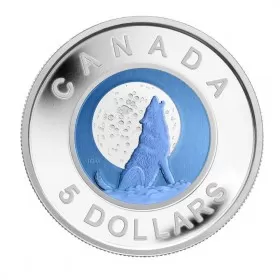 2012 Canadian $5 Full Wolf Moon Sterling Silver & Niobium Coin