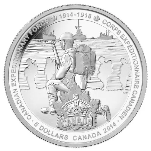 2014 Canadian $5 Canadian Expeditionary Force - Fine Silver Coin - Beauty Box Missing