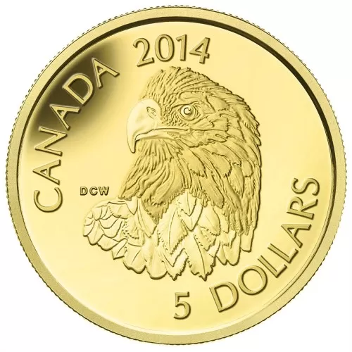 2014 Canadian $5 Bald Eagle - 1/10 oz Pure Gold Coin