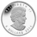 2014 Canadian $5 Peregrine Falcon - 1 oz Fine Silver Coin-no outside box & coin is toned