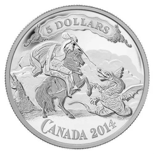 2014 Canadian $5 Canadian Bank Notes Series: Saint George Slaying Dragon - Fine Silver Coin