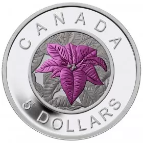 2014 Canadian $5 Flowers in Canada: Poinsettia Fine Silver Niobium Coloured Coin
