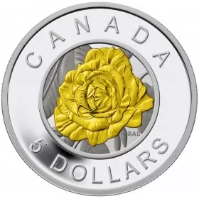 2014 Canadian $5 Flowers in Canada: Rose Fine Silver Niobium Coloured Coin