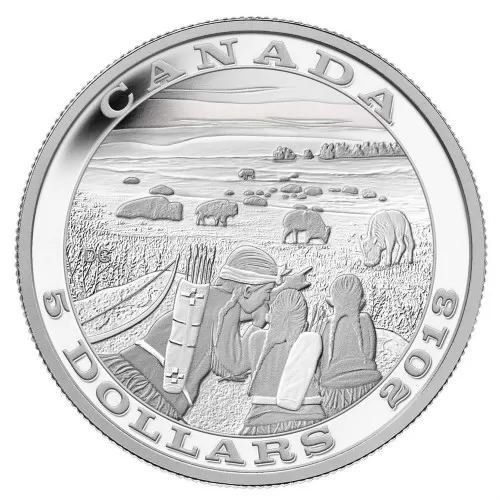 2013 Canadian $5 Tradition of Hunting: Bison - Fine Silver Coin 