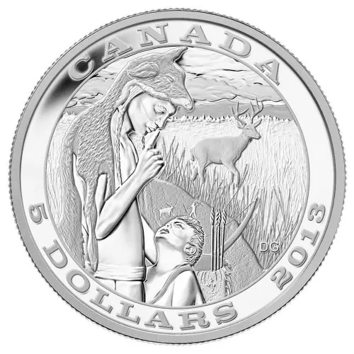 2013 Canadian $5 Tradition of Hunting: The Deer - Fine Silver Coin - Tarnished