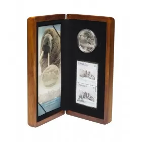 2005 Canadian $5 The Atlantic Walrus & Calf Limited Edition Silver Coin & Stamp Set