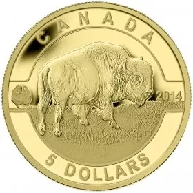 2014 Canadian $5 O Canada Series: Bison - 1/10 oz Pure Gold Coin