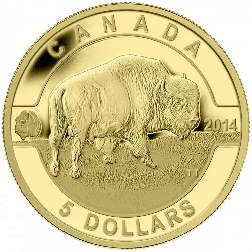 2014 Canadian $5 O Canada Series: Bison - 1/10 oz Pure Gold Coin