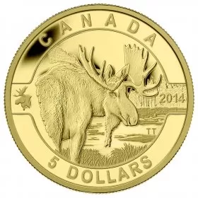 2014 Canadian $5 O Canada Series: Moose - 1/10 oz Pure Gold Coin