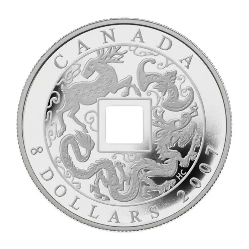 2007 Canadian $8 The Shape of Trade in Ancient China Square-holed Silver Coin 