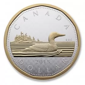 2015 Canadian $1 Big Coin Series: Loon 5-ounce Fine Silver & Gold-plated Dollar Coin