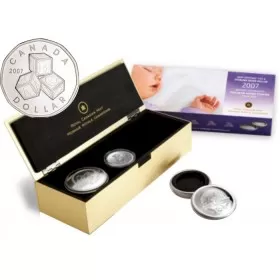 2007 Canada Baby Keepsake Tins & Sterling Silver Dollar Coin Gift Set-never opened from mint