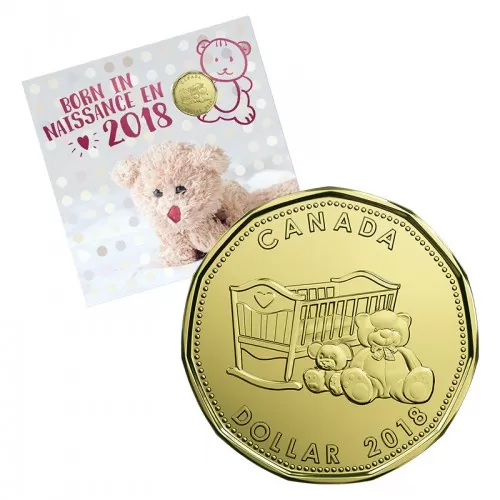 2018 Canadian 5-Coin Baby Born In Gift Set ft $1 Crib & Teddy Bear Loonie Dollar