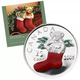 2005 Canadian Holiday 7-Coin Gift Set ft 25-Cent Stockings Coloured Quarter
