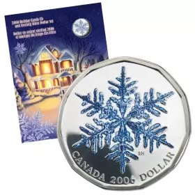 2006 Canadian $1 Coloured Snowflake Sterling Silver Dollar & Holiday Carols CD Gift Set