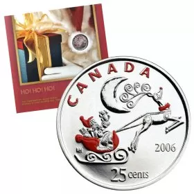 2006 Canadian Holiday 7-Coin Gift Set ft 25-Cent Santa & Reindeer Coloured Quarter