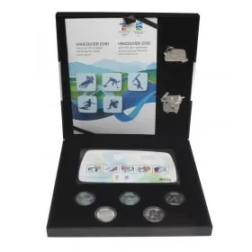 2010 Canada Vancouver Olympic Winter Games 5-Coin, Stamps & Silver Pin Set