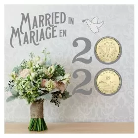 2020 Canadian Wedding Coin Gift Set ft $1 Specially Struck Loonie Dollar
