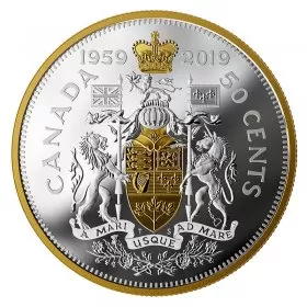 2019 (1959-) Canadian 50-Cent Renewed Half Dollar 60th Anniv 2 oz Fine Silver Coin *Masters Club Exclusive*