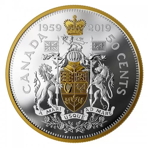 2019 (1959-) Canadian 50-Cent Renewed Half Dollar 60th Anniv 2 oz Fine Silver Coin *Masters Club Exclusive*