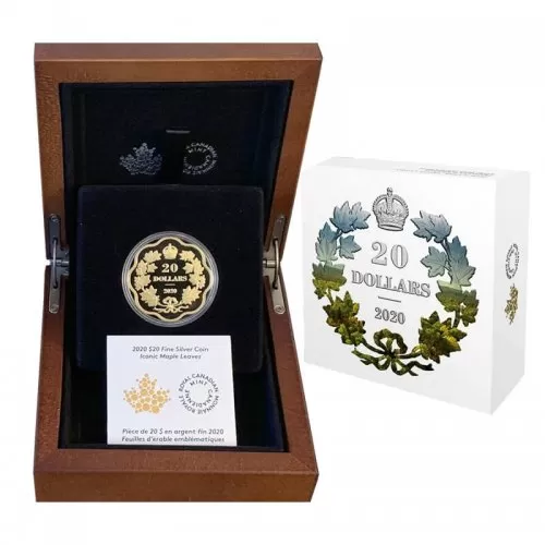2020 Canadian $20 Iconic Maple Leaves Fine Silver & Gold-plated Scallop Coin *Masters Club Exclusive*