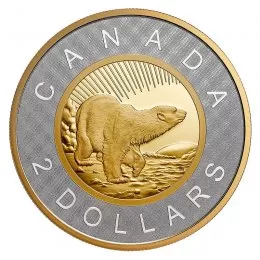 2021 (1996-) Canadian $2 Renewed Silver Toonie 25th Anniv of Circulation 2 oz Silver & Gold-plated Coin *Masters Club Exclusive*