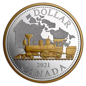 2021 Canadian $1 Renewed Silver Dollar 140th Anniv of Trans-Canada Railway 2 oz Silver & Gold-plated Coin *Masters Club Exclusive*